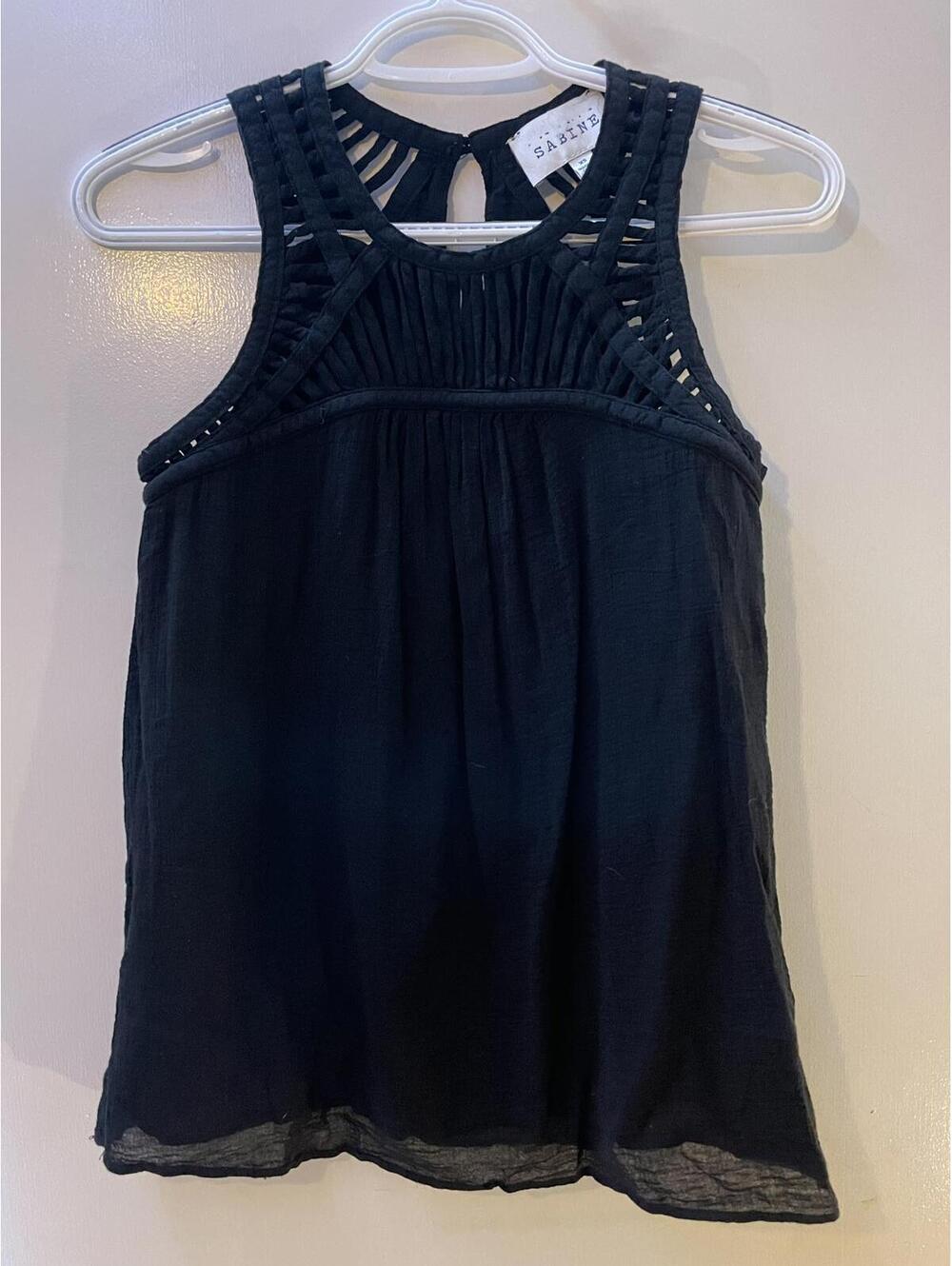 Sabine Black Sleeveless Top Braided Neckline Balletcore XS
